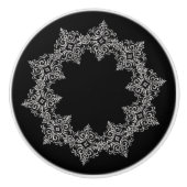 Schitterend zilverontwerp op zwart keramische knop (Voorkant)