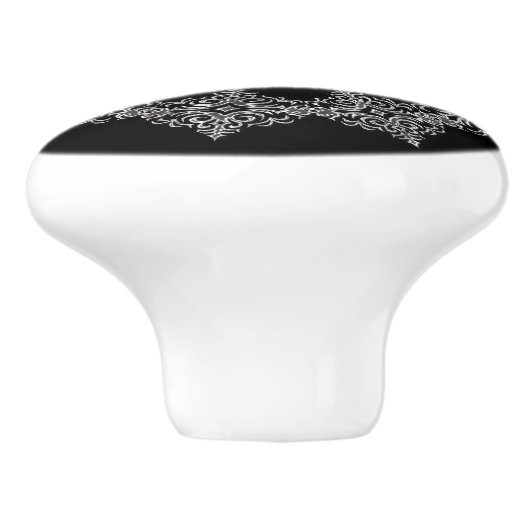 Schitterend zilverontwerp op zwart keramische knop (Zijkant)