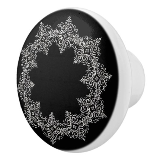 Schitterend zilverontwerp op zwart keramische knop (Rechts)