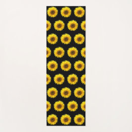 Schitterend zonnebloempatroon op zwart yogamat