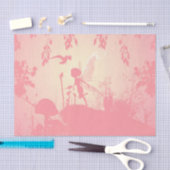 Schitterend zonnefilhouet in roze met vogels tissuepapier (Craft)