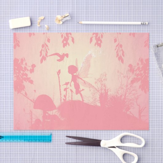 Schitterend zonnefilhouet in roze met vogels tissuepapier (Craft)