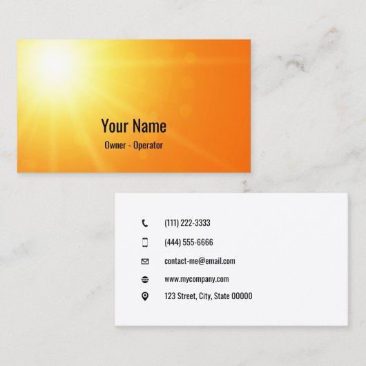  schitterend zonneschijn sinaasappel visitekaartje (Voorkant / Achterkant)