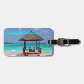 Schitterend, zonnig strand- en oceaanstrand op de  bagagelabel (Voorkant horizontaal)