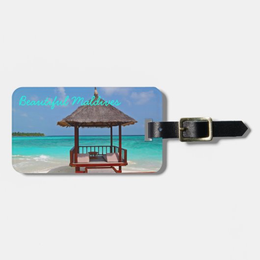 Schitterend, zonnig strand- en oceaanstrand op de  bagagelabel (Voorkant horizontaal)