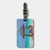 Schitterend, zonnig strand- en oceaanstrand op de  bagagelabel (Voorkant verticaal)