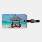 Schitterend, zonnig strand- en oceaanstrand op de  bagagelabel (Achterkant horizontaal)