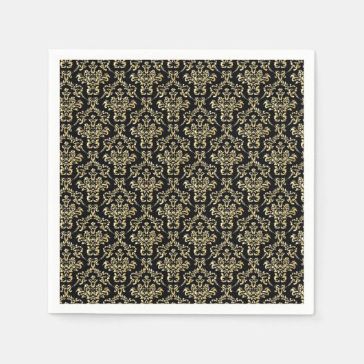 Schitterend zwart-gouden demaspatroon servet (Voorkant)