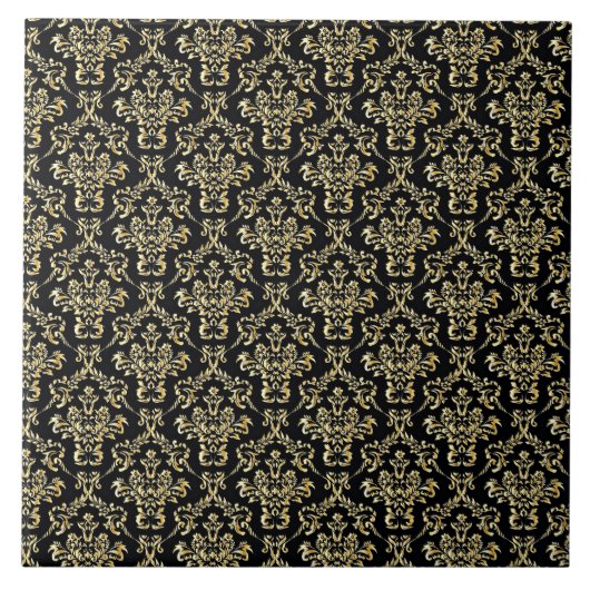 Schitterend zwart-gouden demaspatroon tegeltje (Voorkant)