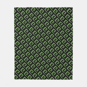 Schitterend zwart-groen geometrisch patroon fleece deken