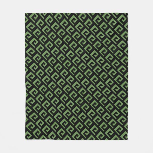 Schitterend zwart-groen geometrisch patroon fleece deken (Voorkant)