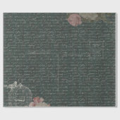 Schitterend zwart Script-omslagpapier met roze roz Cadeaupapier (Vlak)