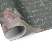 Schitterend zwart Script-omslagpapier met roze roz Cadeaupapier (Rol Hoek)