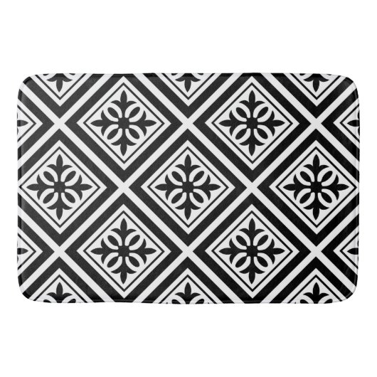 Schitterend zwart-wit betegeld patroon badmat (Voorkant)