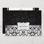 Schitterend zwart-wit Damask-repeater Dinner Kaart (Voorkant / Achterkant)