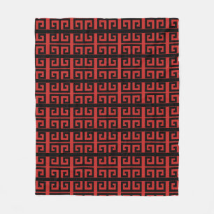 Schitterend zwart-wit en rood geometrisch patroon fleece deken