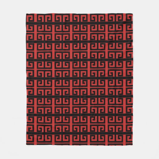 Schitterend zwart-wit en rood geometrisch patroon fleece deken (Voorkant)