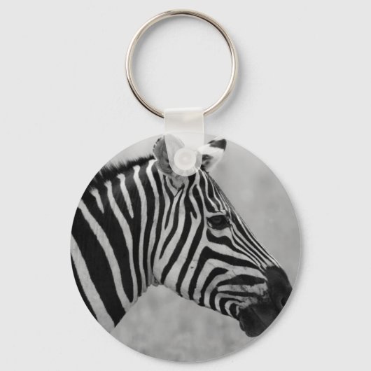 Schitterend zwart-wit zebra ontwerp sleutelhanger (Voorkant)
