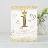 Schitterende 1e kroon gouden glitters Eerste verja Kaart (Staand voorkant)