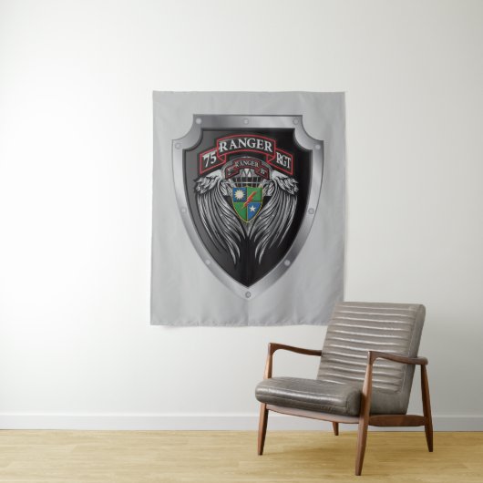 Schitterende 2e Bat 75e Ranger Regimental Scroll Wandkleed (In situ)