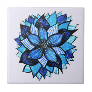 Schitterende Abstracte blauwventilatorinktekening Tegeltje