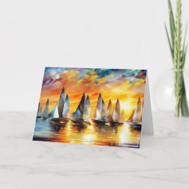 Schitterende Abstracte bootstranden rood blauw gou Bedankkaart