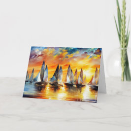 Schitterende Abstracte bootstranden rood blauw gou Bedankkaart