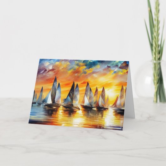 Schitterende Abstracte bootstranden rood blauw gou Bedankkaart (Voorkant)