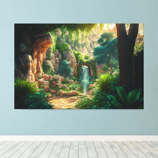 Schitterende afdruk waterscène canvas afdruk (Insitu (Houten vloer))