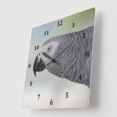 Schitterende Afrikaanse Grijze Papegaai Vierkante Klok (Hoek)