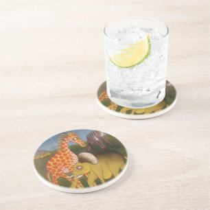 Schitterende Afrikaanse kleur van wilde dierenbesc Zandsteen Onderzetter