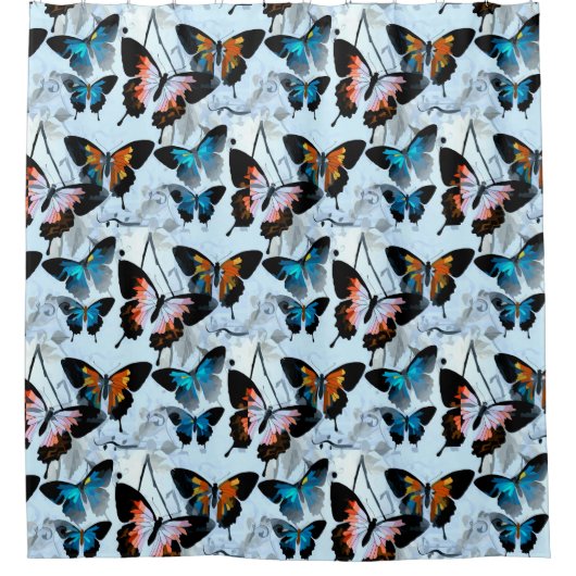 Schitterende alm van de regenboogvlinder Morpho Douchegordijn (Voorkant)