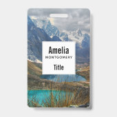 Schitterende Alpen Bergen Foto Badge (Achterkant)