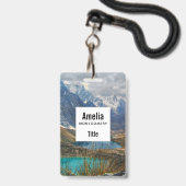 Schitterende Alpen Bergen Foto Badge (Achterkant met lanyard)