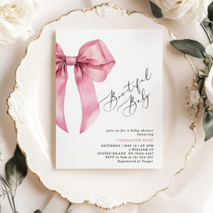 Schitterende Baby Roze Bow Baby shower Kaart