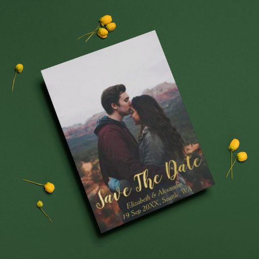Schitterende berg save the date kaart