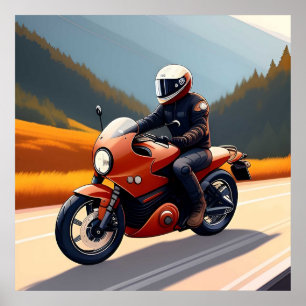 Schitterende bergrit motor voor motorrijders poster