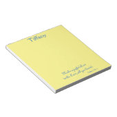 Schitterende blauwe en gele scriptie notitieblok (Schuin)