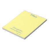 Schitterende blauwe en gele scriptie notitieblok (Linkerzijde)