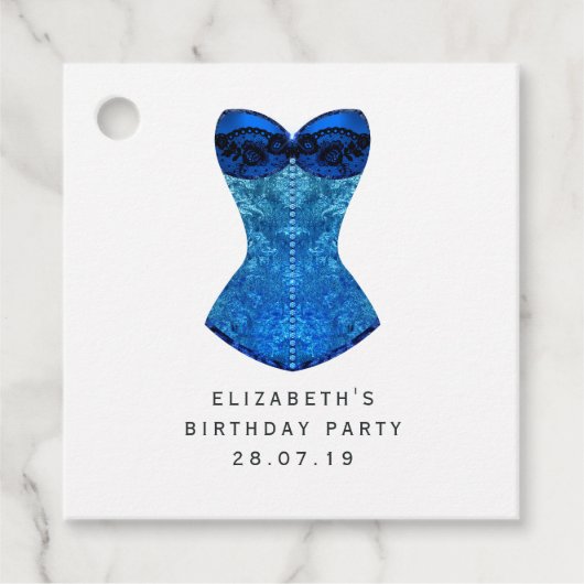 Schitterende Blauwe Fluwelen Debutante Bedankjes Labels (Voorkant)