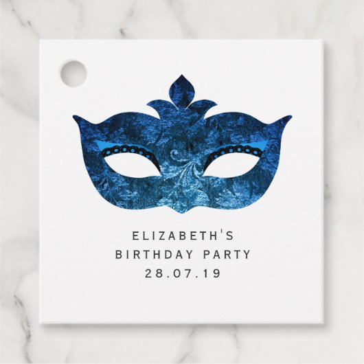 Schitterende Blauwe Fluwelen Debutante Bedankjes Labels (Voorkant)