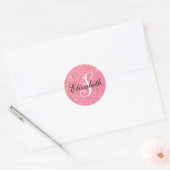 Schitterende blauwe roze monogram ronde sticker (Envelop)