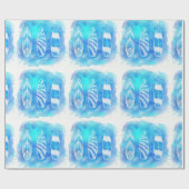 Schitterende blauwe Waterverf watersurfplanken kun Cadeaupapier (Vlak)