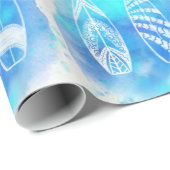 Schitterende blauwe Waterverf watersurfplanken kun Cadeaupapier (Rol Hoek)