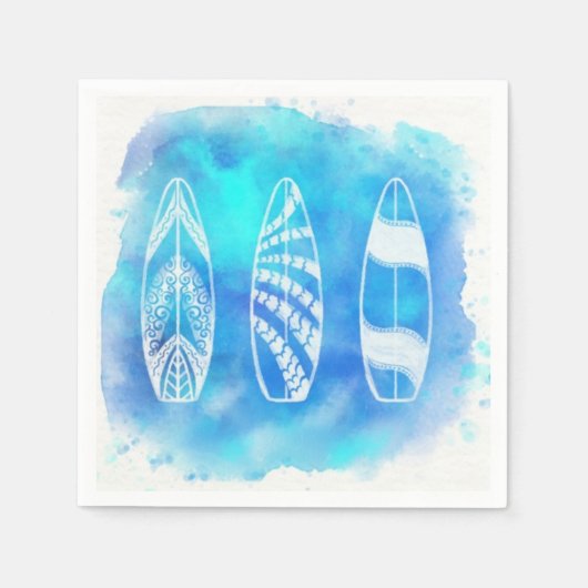 Schitterende blauwe Waterverf watersurfplanken kun Servetten (Voorkant)