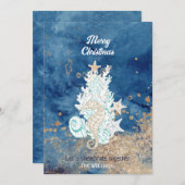 Schitterende blauwe zandkleur, aangepaste kerstmis feestdagenkaart (Voorkant / Achterkant)