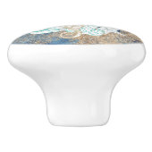 Schitterende blauwe zandkleurige aangepaste tekst keramische knop (Zijkant)