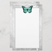 Schitterende Blauwgroen vlinderstationering Briefpapier (Voorkant / Achterkant)