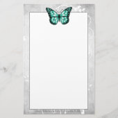 Schitterende Blauwgroen vlinderstationering Briefpapier (Voorkant)