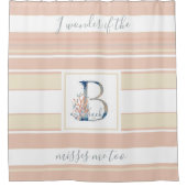 Schitterende blauwmonogram voor kustkoraal, roze g douchegordijn (Voorkant)